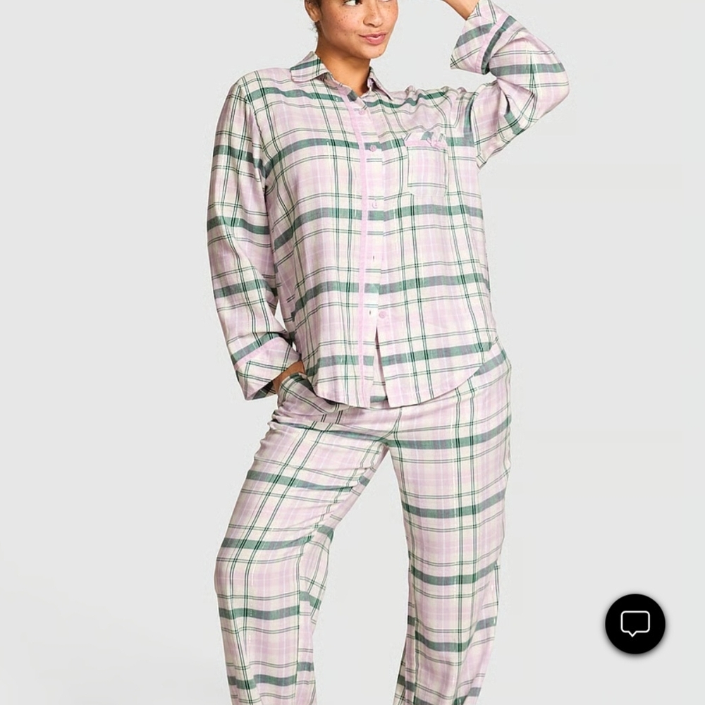 Plaid Women's Pajama Set - Pink and Green